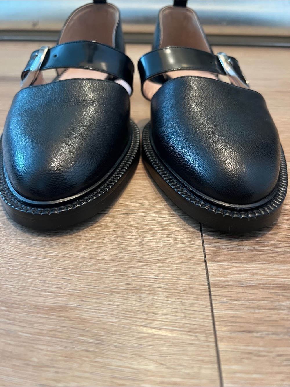 INCH² Caviar Black Leather Mary Jane Flats Size EU 40/US 10 - Picture 4 of 10
